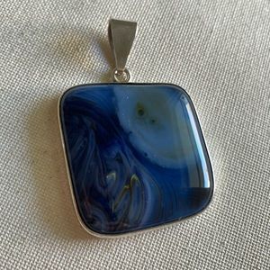 Charles Albert Chunky, Statement Blue Pendant with Sterling Silver